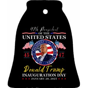 President Donald Trump Inauguration Day 2025 47th Usa Flag Ceramic Bell Ornament