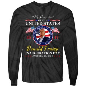 President Donald Trump Inauguration Day 2025 47th Usa Flag Tie-Dye Long Sleeve Shirt