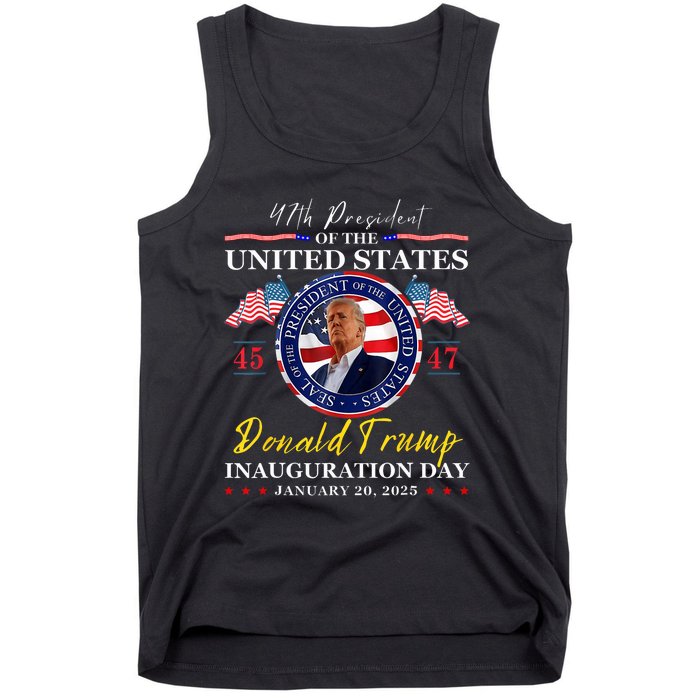 President Donald Trump Inauguration Day 2025 47th Usa Flag Tank Top