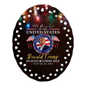 President Donald Trump Inauguration Day 2025 47th Usa Flag Ceramic Oval Ornament