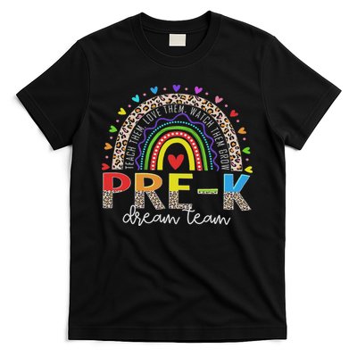 Prek Dream Team Leopard Rainbow Teacher Squad Back To School T-Shirt
