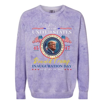 President Donald Trump Inauguration Day 2025 47th Usa Flag Colorblast Crewneck Sweatshirt