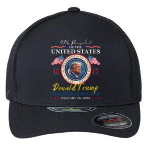 President Donald Trump Inauguration Day 2025 47th Usa Flag Flexfit Unipanel Trucker Cap