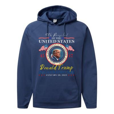 President Donald Trump Inauguration Day 2025 47th Usa Flag Performance Fleece Hoodie