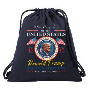 President Donald Trump Inauguration Day 2025 47th Usa Flag Drawstring Bag