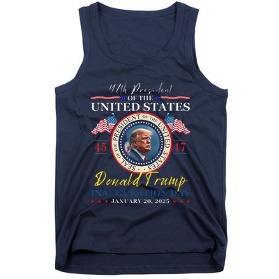 President Donald Trump Inauguration Day 2025 47th Usa Flag Tank Top