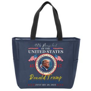 President Donald Trump Inauguration Day 2025 47th Usa Flag Zip Tote Bag