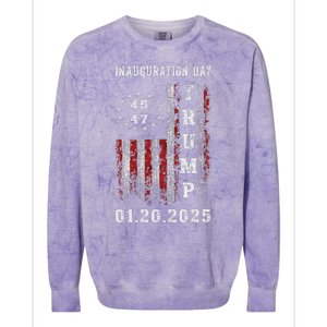 President Donald Trump Inauguration Day 2025 47th Usa Flag Colorblast Crewneck Sweatshirt