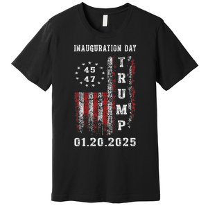 President Donald Trump Inauguration Day 2025 47th Usa Flag Premium T-Shirt