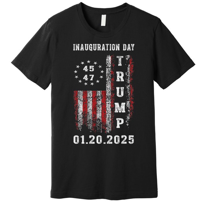 President Donald Trump Inauguration Day 2025 47th Usa Flag Premium T-Shirt