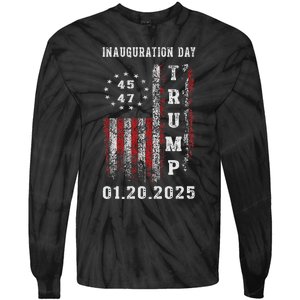 President Donald Trump Inauguration Day 2025 47th Usa Flag Tie-Dye Long Sleeve Shirt