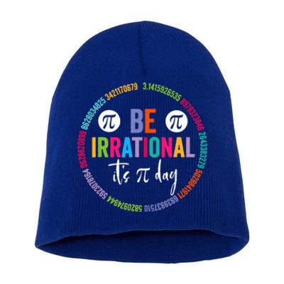 Pi Day Teacher Vintage 3.14 Pi Digits Happy Spiral Pi Day Short Acrylic Beanie