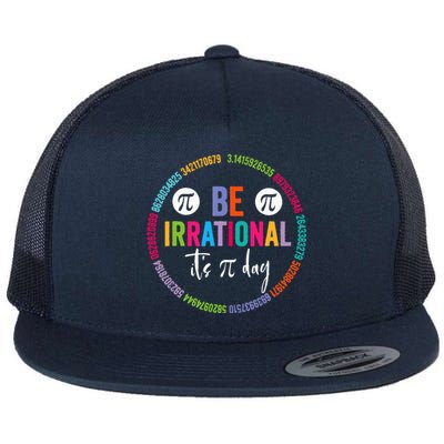 Pi Day Teacher Vintage 3.14 Pi Digits Happy Spiral Pi Day Flat Bill Trucker Hat