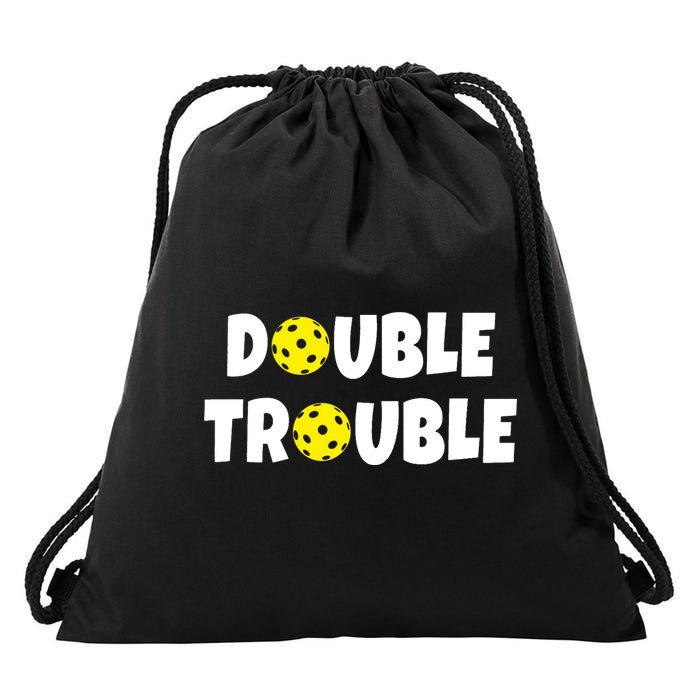 Pickleball Double Trouble Team Drawstring Bag