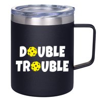 Pickleball Double Trouble Team 12oz Stainless Steel Coffee Mug
