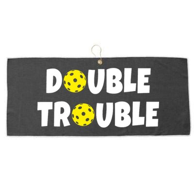 Pickleball Double Trouble Team Large Microfiber Waffle Golf Towel