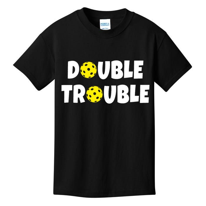 Pickleball Double Trouble Team Kids T-Shirt