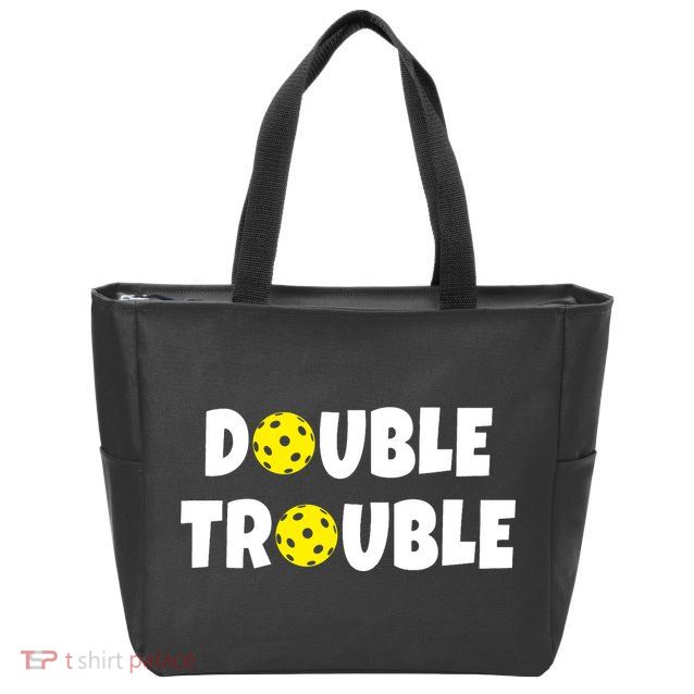 Pickleball Double Trouble Team Zip Tote Bag