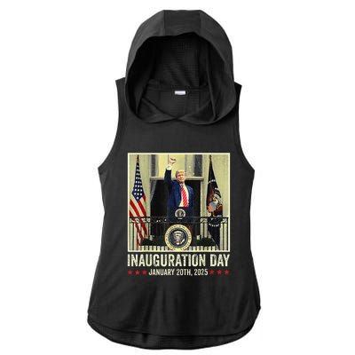 President Donald Trump Inauguration Day 2025 Memorabilia Ladies PosiCharge Tri-Blend Wicking Draft Hoodie Tank