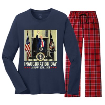 President Donald Trump Inauguration Day 2025 Memorabilia Women's Long Sleeve Flannel Pajama Set 