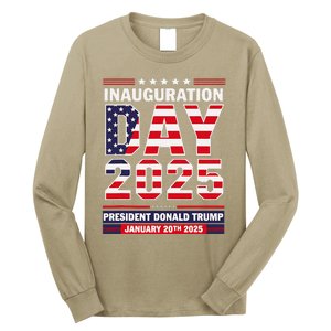 Patriotic Donald Trump Inauguration Day 2025 Usa Flag Design Long Sleeve Shirt