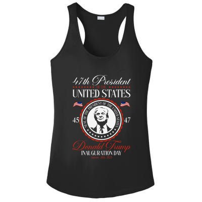 President Donald Trump Inauguration 2025 Memorabilia Blue Ladies PosiCharge Competitor Racerback Tank