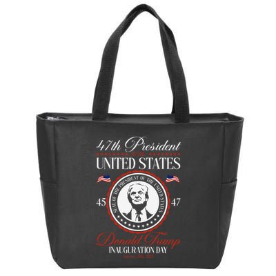 President Donald Trump Inauguration 2025 Memorabilia Blue Zip Tote Bag