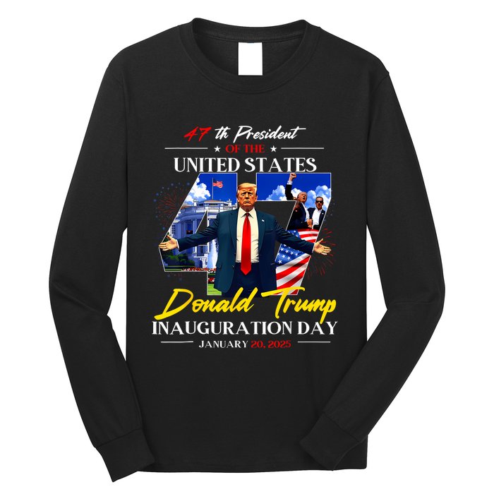 President Donald Trump Inauguration Day 2025 47th Usa Flag Long Sleeve Shirt