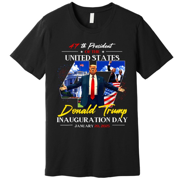 President Donald Trump Inauguration Day 2025 47th Usa Flag Premium T-Shirt