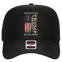 President Donald Trump Inauguration Day 2025 Usa Flag Gift High Crown Mesh Back Trucker Hat