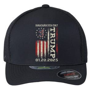 President Donald Trump Inauguration Day 2025 Usa Flag Gift Flexfit Unipanel Trucker Cap