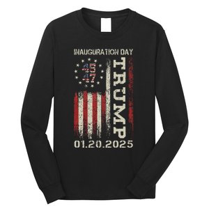 President Donald Trump Inauguration Day 2025 Usa Flag Gift Long Sleeve Shirt