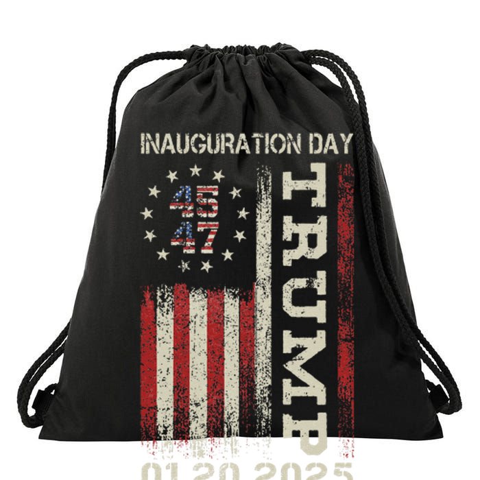 President Donald Trump Inauguration Day 2025 Usa Flag Gift Drawstring Bag