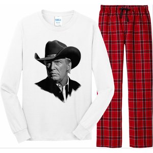 President Donald Trump In Cowboy Hat 2024 Usa Election Vote Premium Long Sleeve Pajama Set