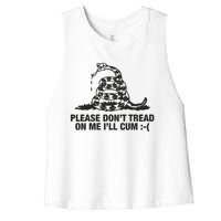 Please Don't Tread On Me I'll Cum Women's Racerback Cropped Tank