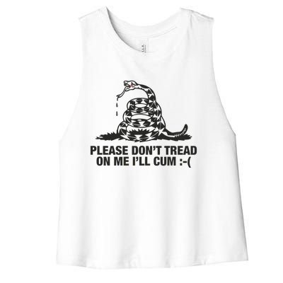 Please Don't Tread On Me I'll Cum Women's Racerback Cropped Tank