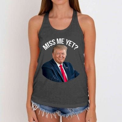 President Donald Trump Miss Me Yet Funny Political 2024 Women's Knotted Racerback Tank