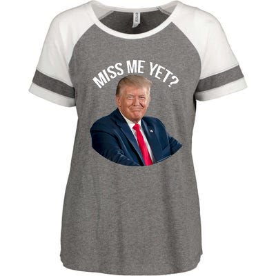 President Donald Trump Miss Me Yet Funny Political 2024 Enza Ladies Jersey Colorblock Tee