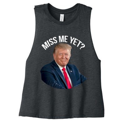 President Donald Trump Miss Me Yet Funny Political 2024 Women's Racerback Cropped Tank