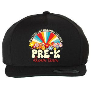 Prek Dream Team Retro Groovy Rainbow Back To School Teacher Wool Snapback Cap