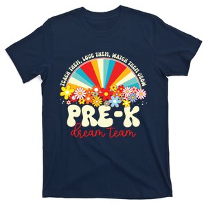 Prek Dream Team Retro Groovy Rainbow Back To School Teacher T-Shirt