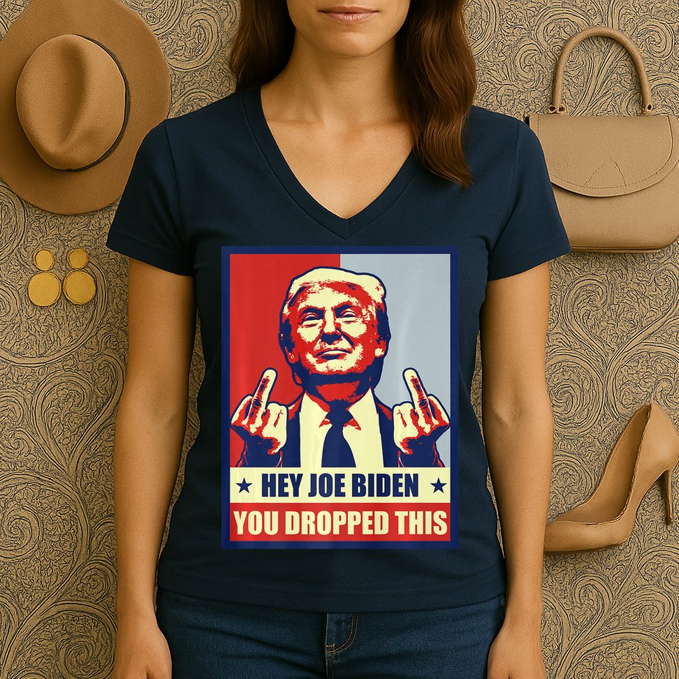 Pro Donald Trump 2024 Republican Conservative Anti Joe Biden Women's V-Neck T-Shirt