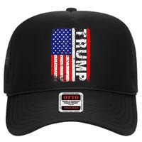 PRESIDENT Donald Trump 2020 Vintage USA Flag High Crown Mesh Back Trucker Hat