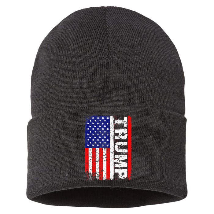 PRESIDENT Donald Trump 2020 Vintage USA Flag Sustainable Knit Beanie