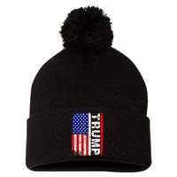 PRESIDENT Donald Trump 2020 Vintage USA Flag Pom Pom 12in Knit Beanie