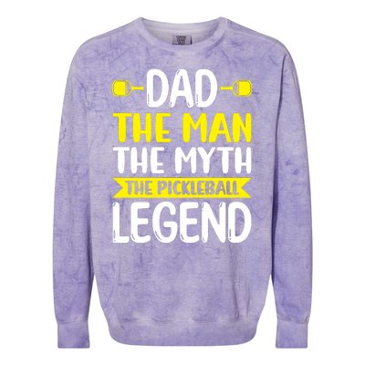 Pickleball Dad The Man The Myth The Pickleball Legend Father's Gift Colorblast Crewneck Sweatshirt