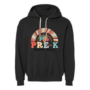 Pre-K Dream Team Rainbow Kinder Pre-K Teacher Back to School Garment-Dyed Fleece Hoodie