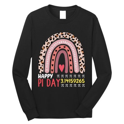 Pi Day Theme Spiral Pi Math Design 3.14 Leopard Rainbow Long Sleeve Shirt