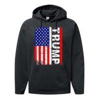 PRESIDENT Donald Trump Vintage USA Flag Performance Fleece Hoodie