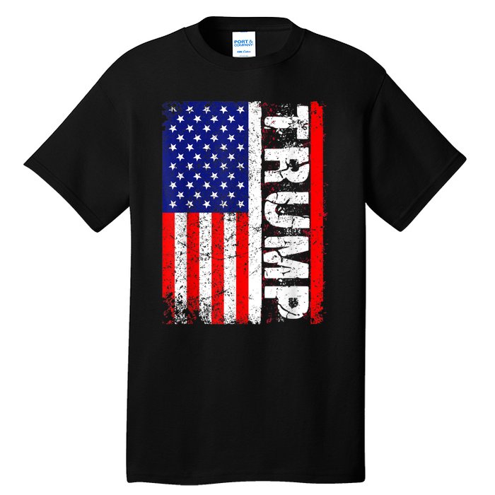 PRESIDENT Donald Trump Vintage USA Flag Tall T-Shirt